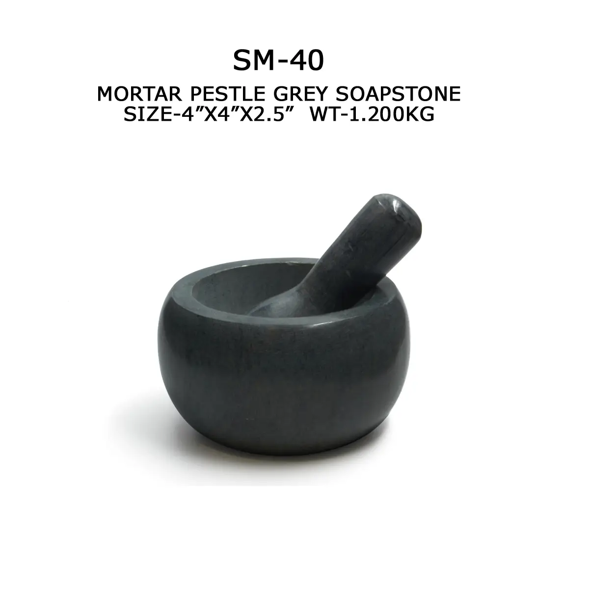 MORTAR PESTLE GREY SOAPSTONE